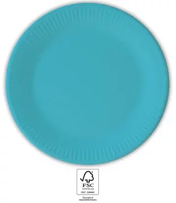 Unicolour Tirquoise, Kék papírtányér 8 db-os 23 cm FSC