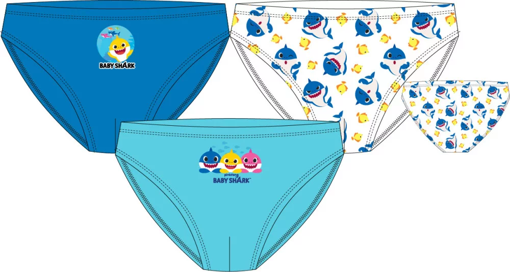 Baby Shark Blue gyerek fehérnemű, alsó 3 darab/csomag 2 - 5 év / 92 - 110 cm