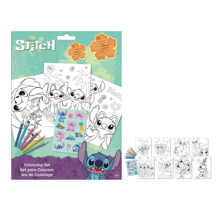 Disney Lilo és Stitch, A csillagkutya Aloha színező szett matricával